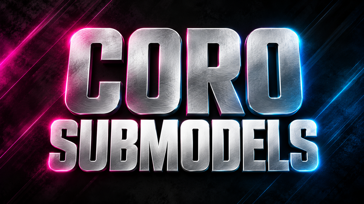 Coro submodels guide cover with silver lettering and magenta and blue accents.