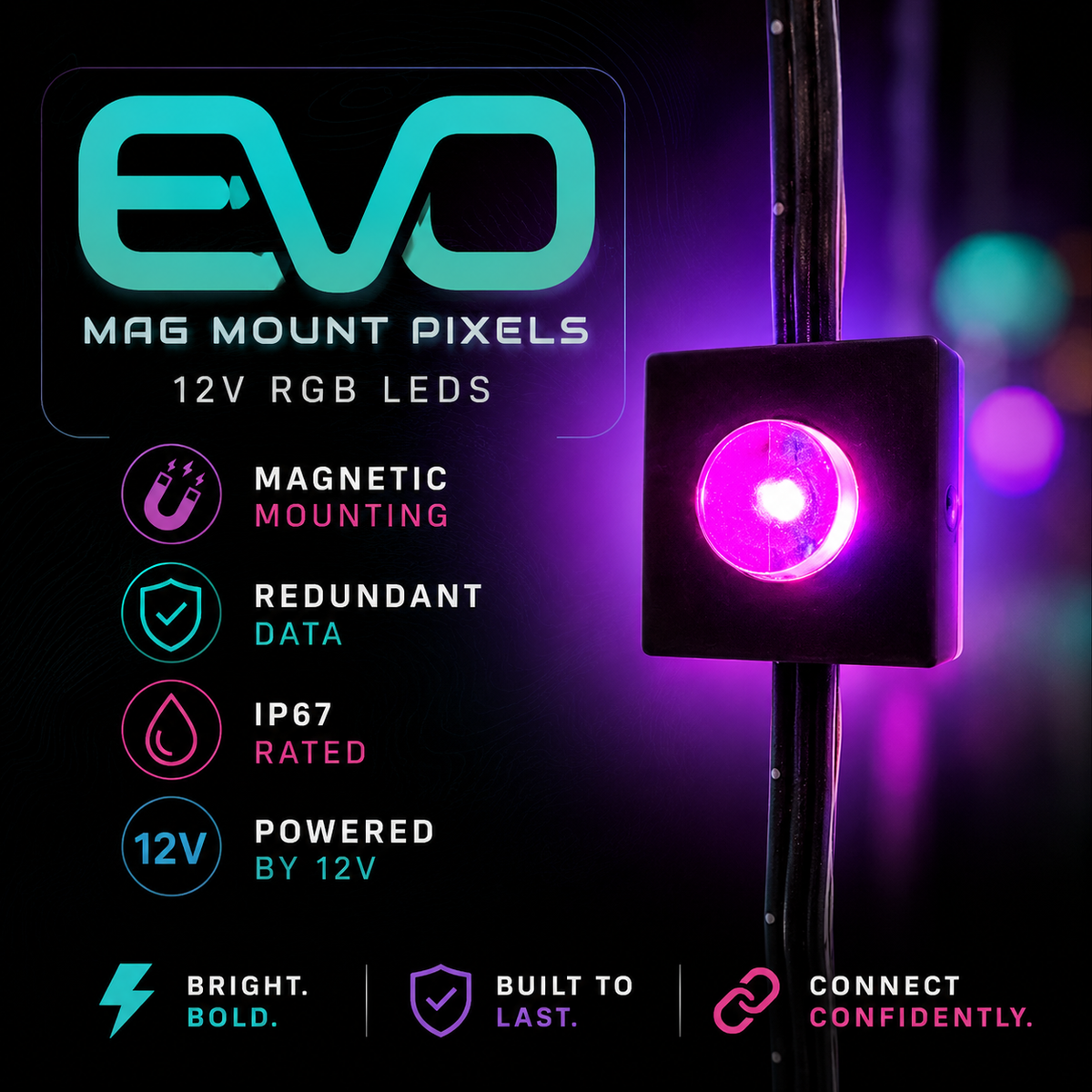EVO Mag Mount Pixels 12V RGB LEDs With Magnetic Mounting Redundant evo-mag-mount-pixels-12v-rgb-leds-with-magnetic-mounting-redundant