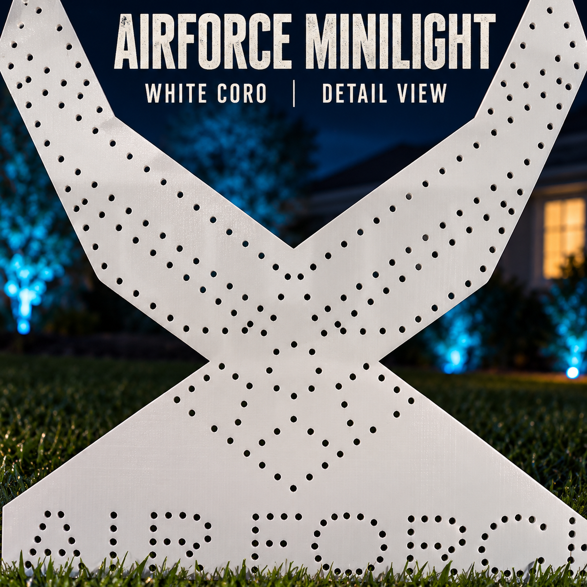 Boscoyo Airforce Minilight white coro emblem, close-up detail