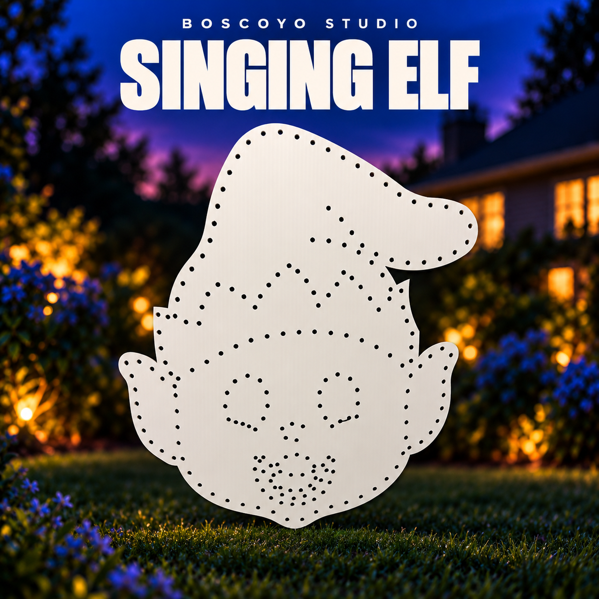 ChromaCharacters Elf by Boscoyo Studio, bare unlit coro prop with its original pixel-hole layout.