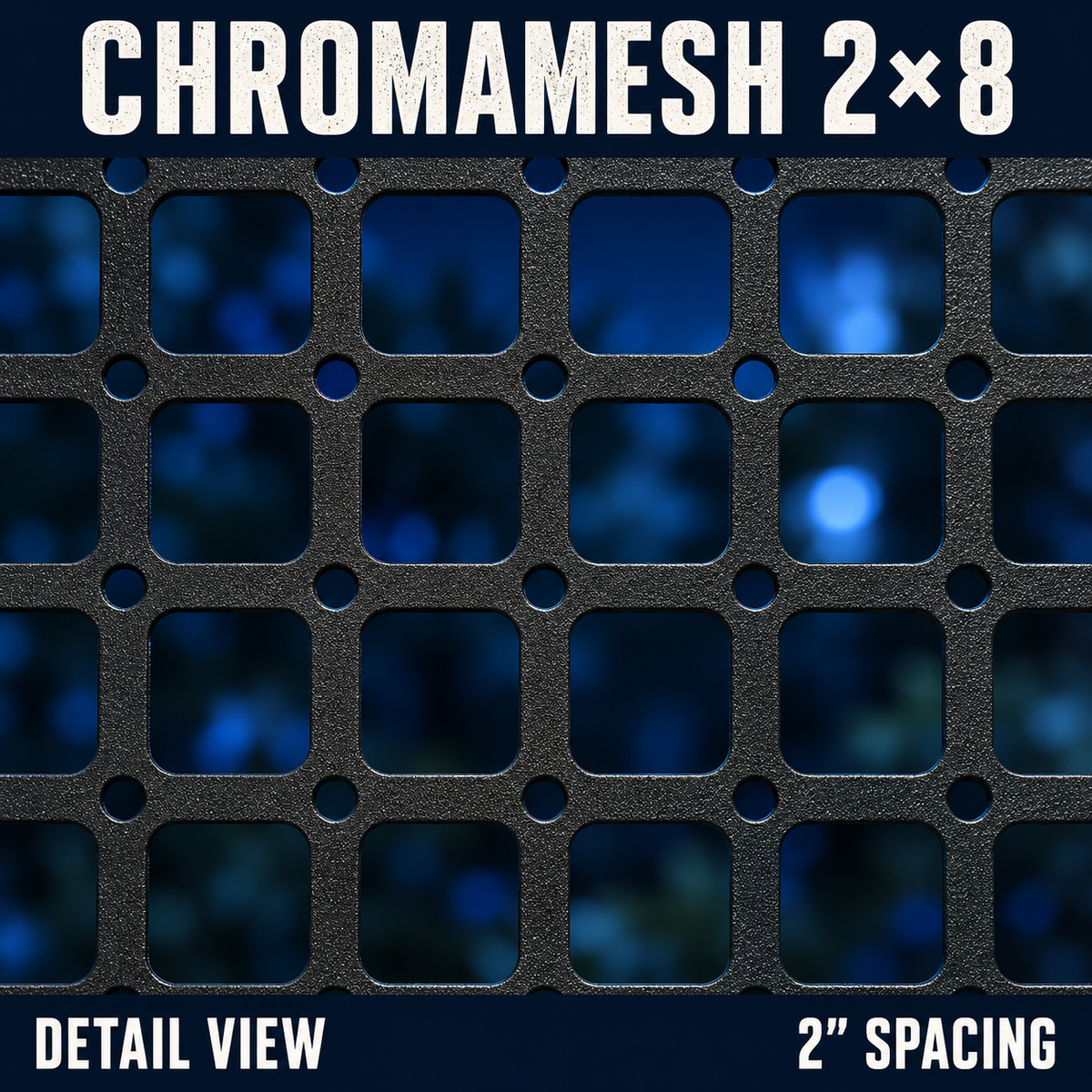 CHROMAMESH 2×8 by Boscoyo Studio, material detail showing empty mounting holes