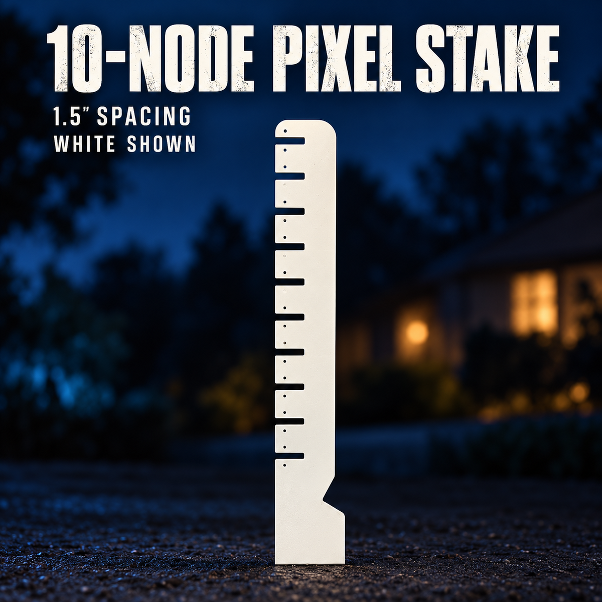 Peace Family ten-node white pixel stake with 1.5-inch spacing, shown without pixels or a ground spike.