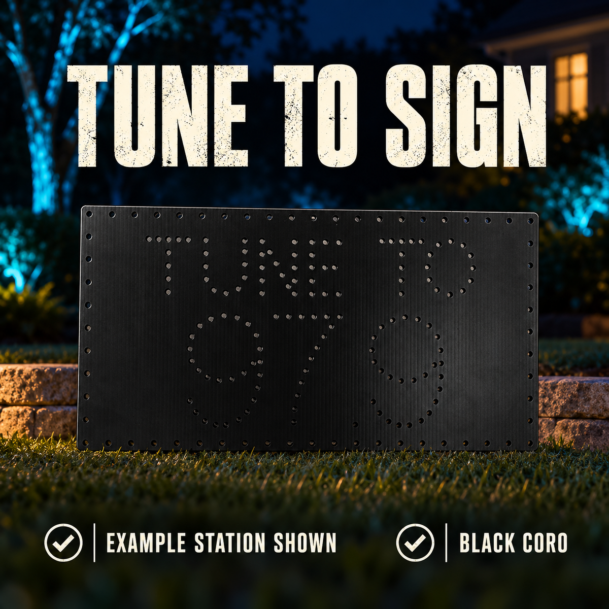Boscoyo Tune To Sign black coro, example station 97.9 shown