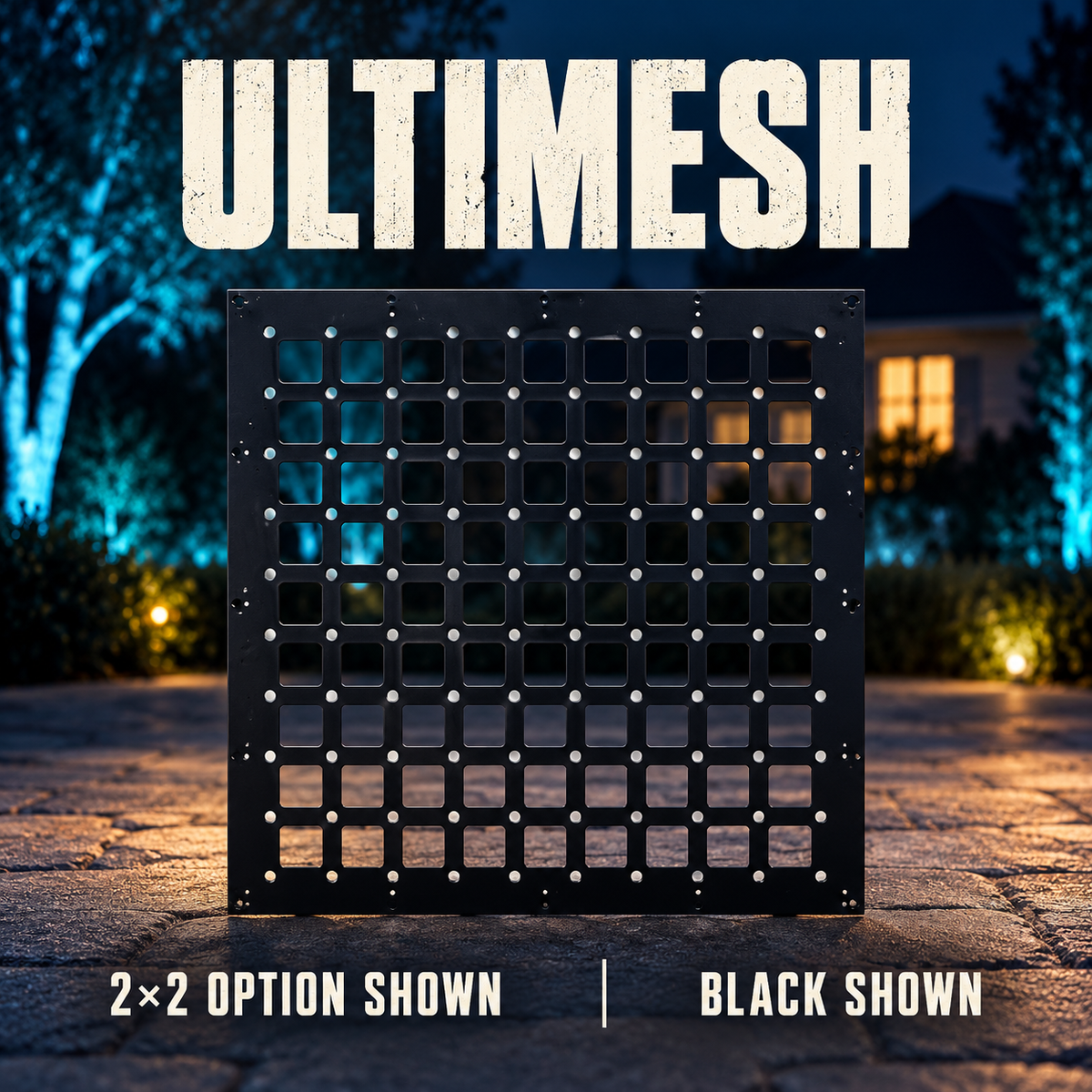 Boscoyo UltiMesh black2x2 panel option with empty wind openings and pixel mounting holes