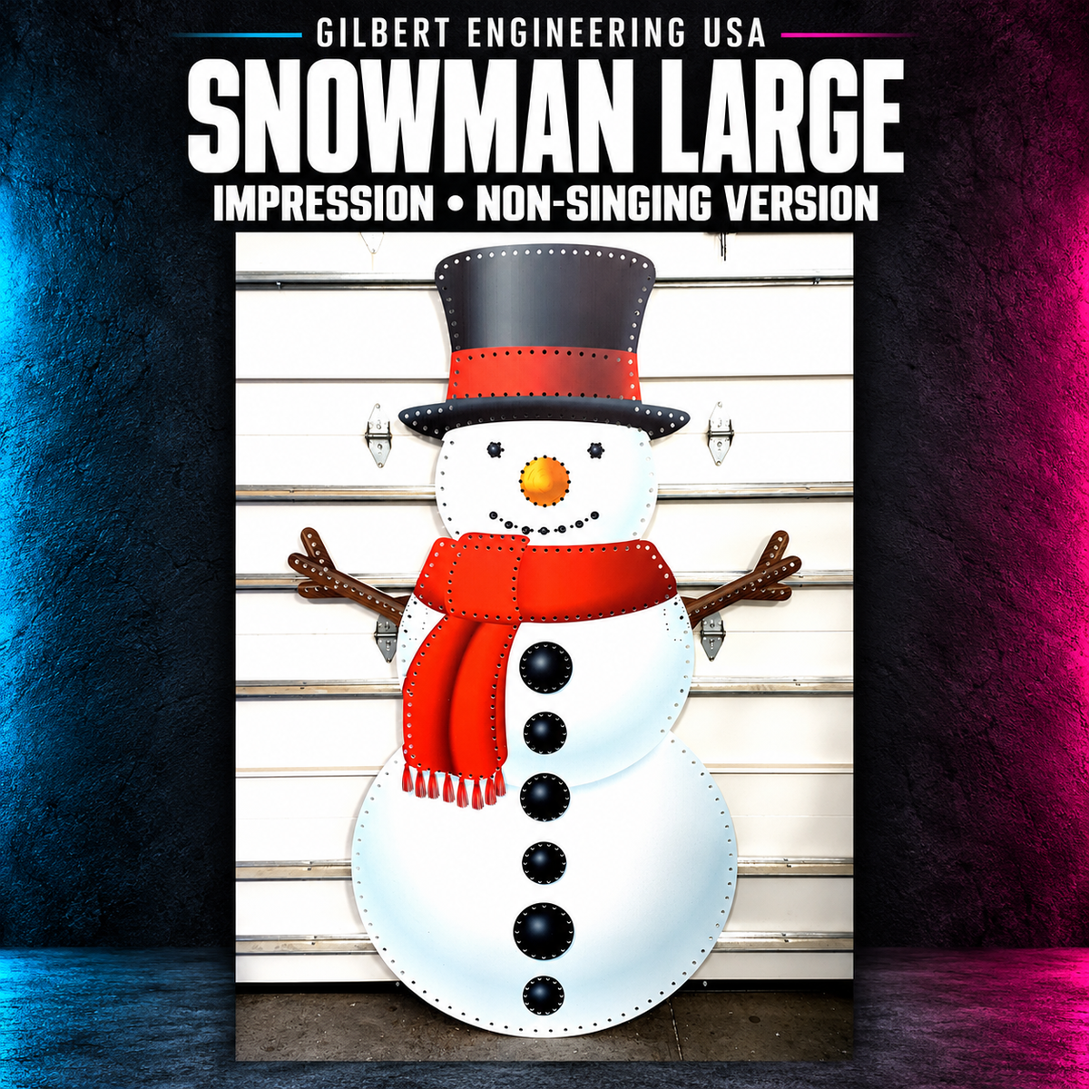 Gilbert Engineering USA IMPRESSION Snowman - Large. IMPRESSION, NON-SINGING VERSION. Actual unlit printed coro shown.