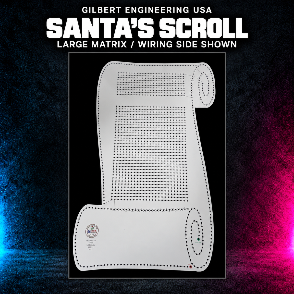 Gilbert Engineering USA Santa'S Scroll, large matrix / wiring side shown. Original product photograph.