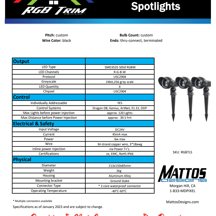 RGB Trim™ Landscape Spotlights - Mattos Designs LLC