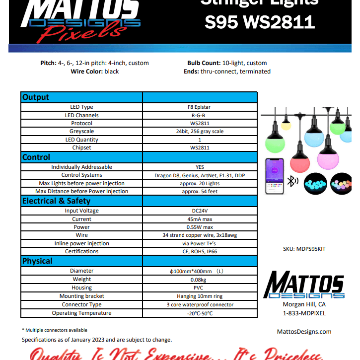 Stringer Lights 24v S95 - Mattos Designs LLC