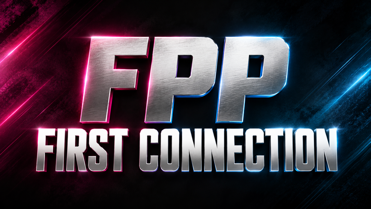 FPP first connection guide cover with silver lettering and magenta and blue accents.