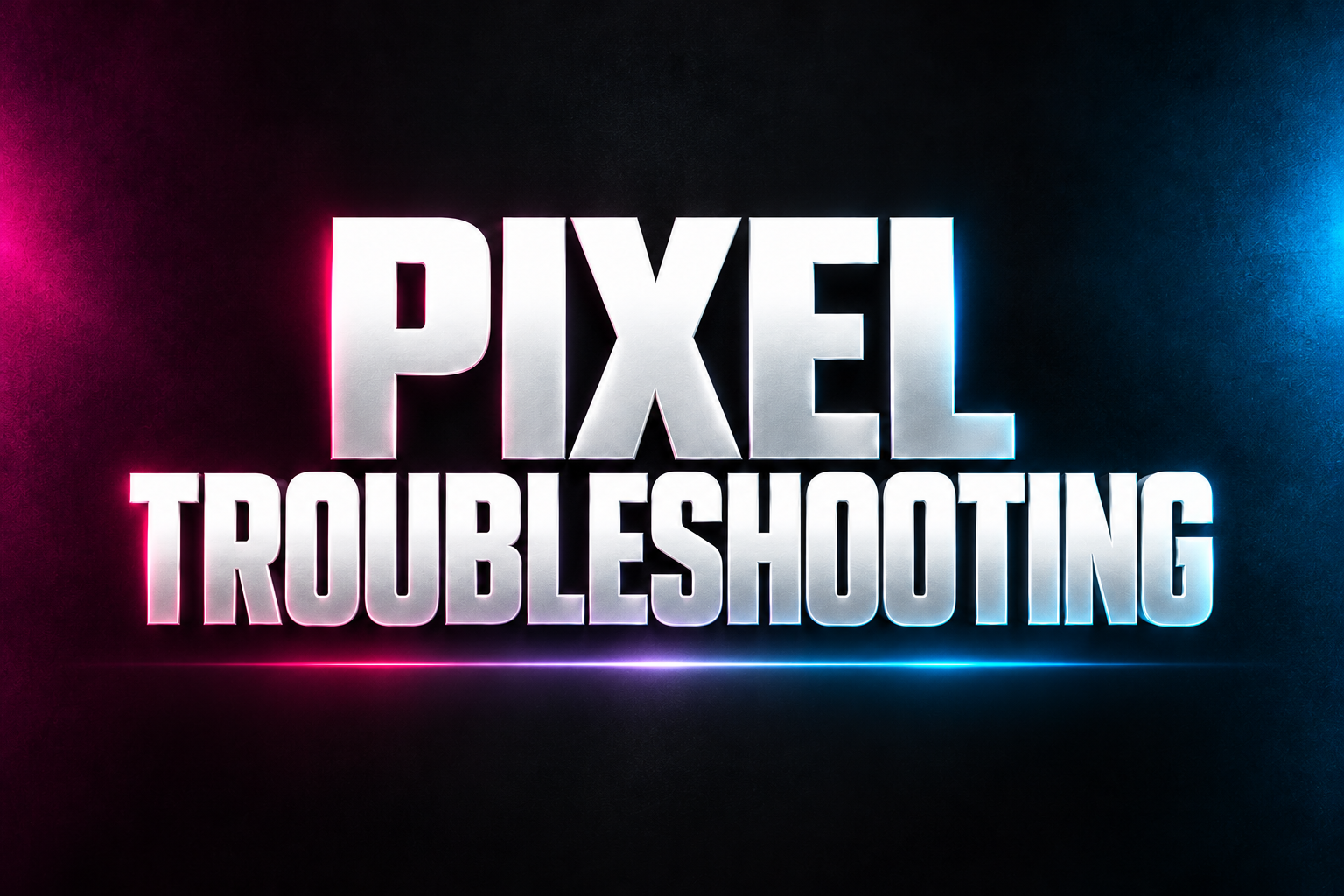 PIXEL TROUBLESHOOTING word art in white on a dark background with magenta and blue accents