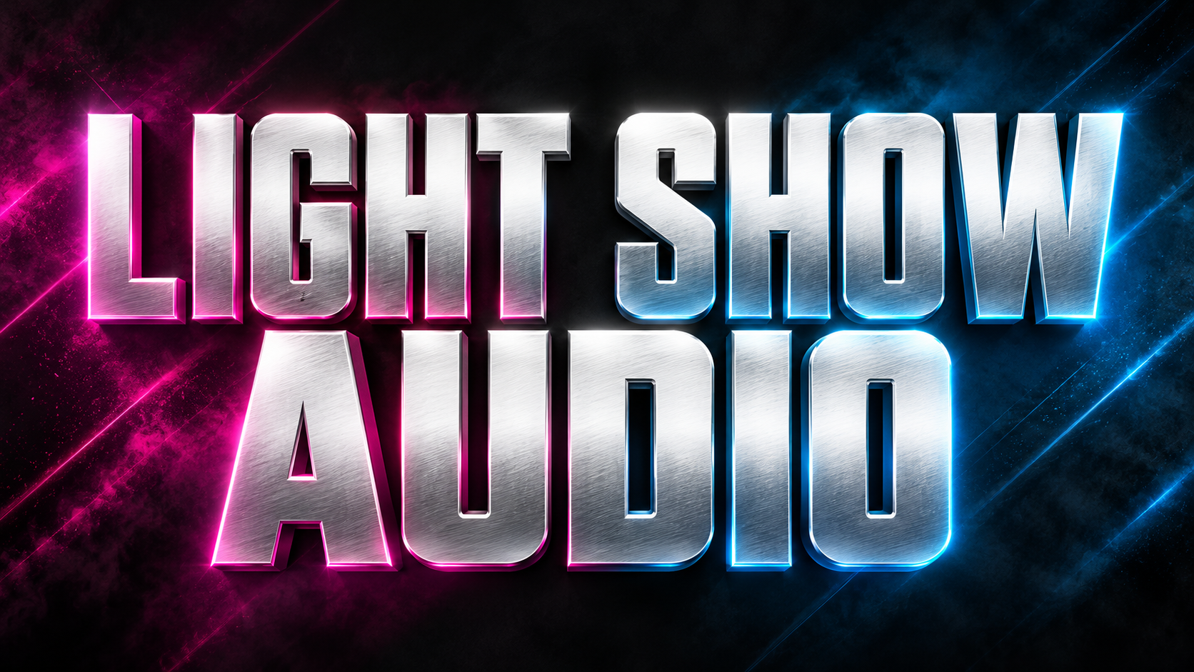 Light show audio guide cover with silver lettering and magenta and blue accents.