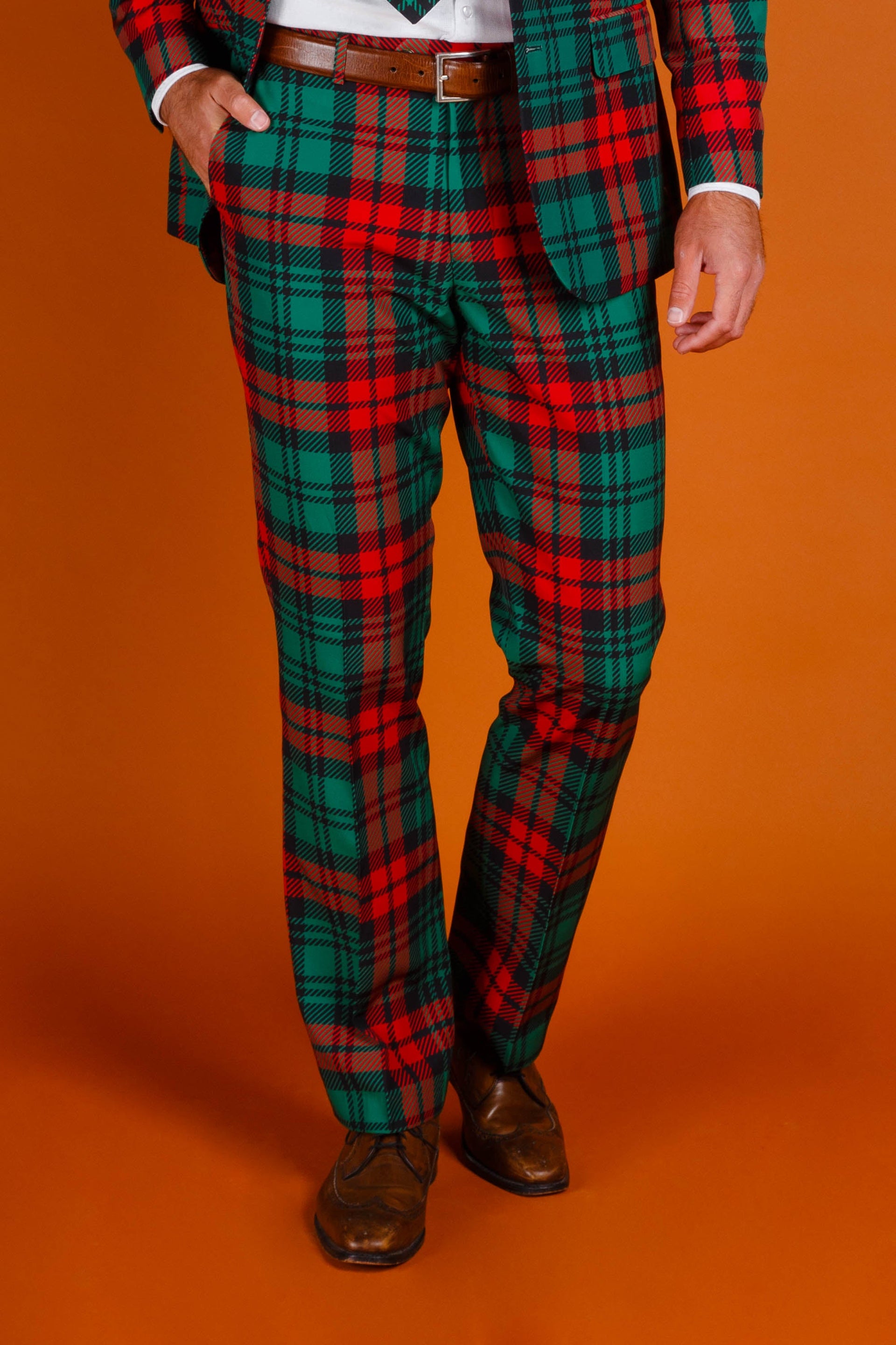 The Lincoln Log Love Daddy | Red And Green Plaid Christmas Suit Pants | Size 46