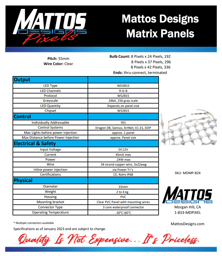 12v Matrix Panels – Mattos Designs LLC