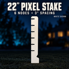 Boscoyo 22-inch white six-node pixel stake with 3-inch spacing; no pixels or ground spike shown.
