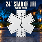 Boscoyo24-inch Star of Life white coro prop with its original100 empty pixel holes.
