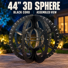 Boscoyo 44-inch 3D sphere shown assembled in black coro with its original nested ribs and mounting slots, unlit.