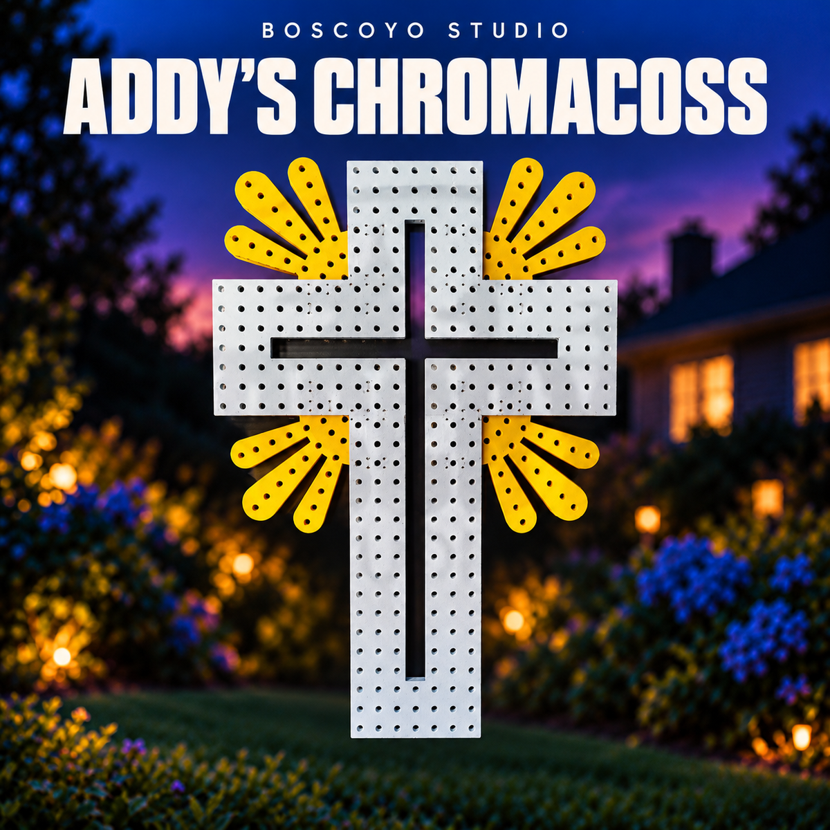 Addy's ChromaCross by Boscoyo Studio, bare unlit coro prop with its original pixel-hole layout.