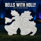 Unlit Bells with Holly coro prop by Boscoyo Studio, shown against a dark evening yard background.