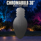 Boscoyo 30-inch ChromaBulb minilight coro prop in hanging orientation, shown unlit with empty mounting holes.