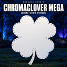 Unlit white ChromaClover Mega coro prop by Boscoyo Studio, shown against a dark evening yard background.