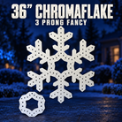 Boscoyo 36-inch three-prong fancy ChromaFlake with its separate backer plate, bare and unlit.