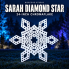 Unlit white 24-inch Sarah Diamond Star ChromaFlake coro prop by Boscoyo Studio.