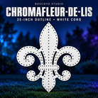 Unlit white 35-inch outline ChromaFleur-de-lis coro prop by Boscoyo Studio.