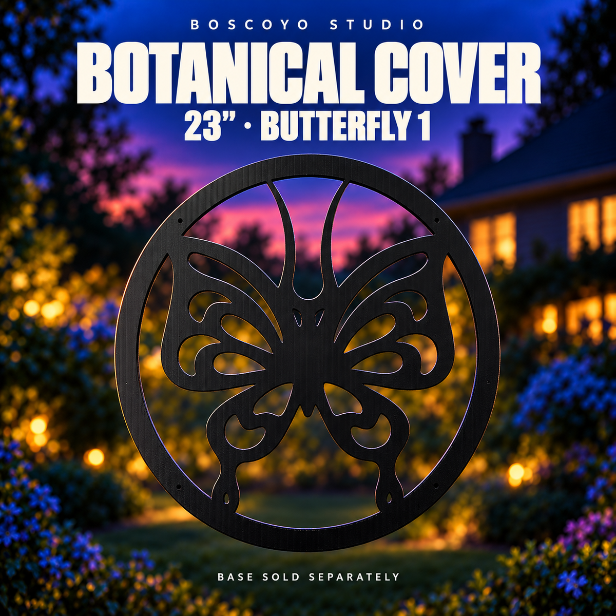 Boscoyo Studio 23-inch Botanical Series Butterfly 1 bare black silhouette cover; base kit sold separately.