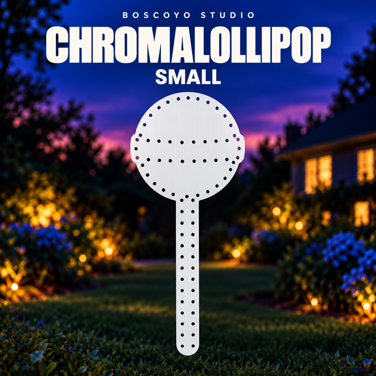 Boscoyo Studio small ChromaLollipop bare white coro lollipop panel with empty head and handle pixel holes.