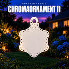 Boscoyo Studio ChromaOrnament 11 bare white coro scalloped ornament panel with empty outline pixel holes.