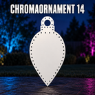 Boscoyo ChromaOrnament 14, an unlit white coro teardrop ornament with top hanging loop and empty perimeter holes.