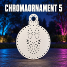 Boscoyo ChromaOrnament 5, an unlit white round coro ornament with its original singing-face empty pixel holes.