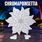 Boscoyo ChromaPoinsettia, an unlit white coro flower prop with its original dense empty-hole pattern and two included separate white backer plates.