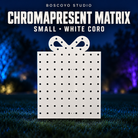 ChromaPresent Matrix Small by Boscoyo Studio, original unlit coro prop on a dark blue evening yard background.