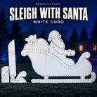 ChromaSleigh with Santa by Boscoyo Studio, original unlit coro prop on a dark blue evening yard background.