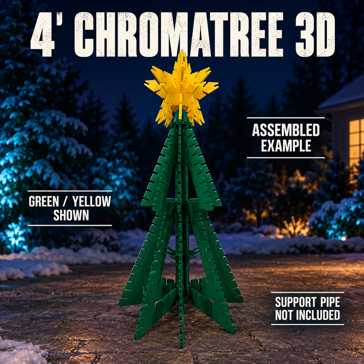 4′ CHROMATREE 3D by Boscoyo Studio, exact product shown in a blue-lit evening yard