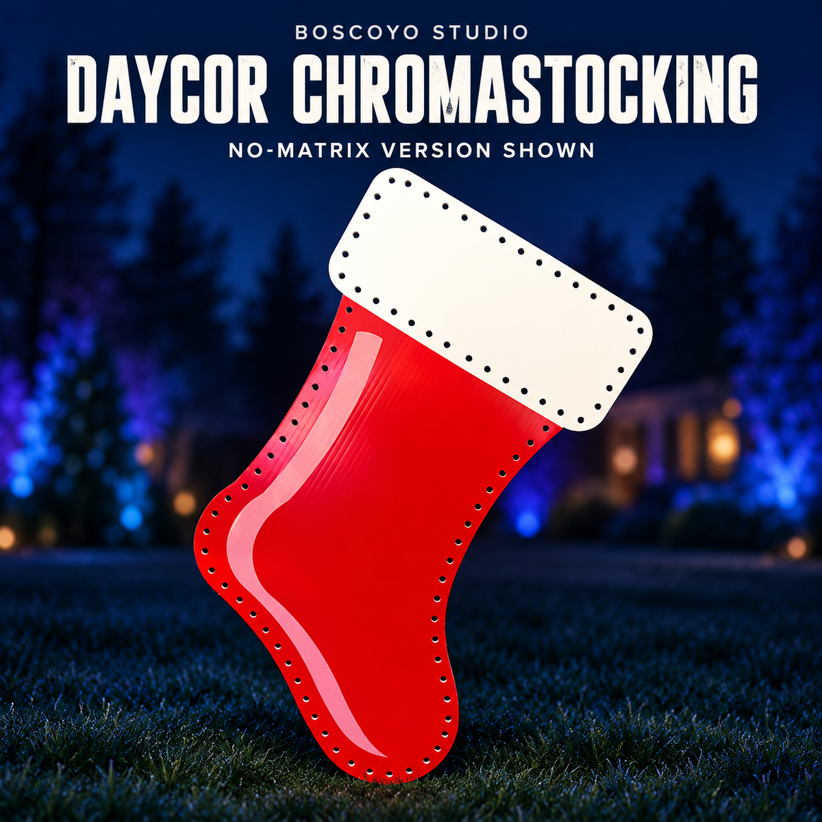 DayCor ChromaStocking by Boscoyo Studio, red and white printed stocking with the original pale curved highlight; no-matrix version shown unlit.