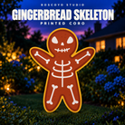 DayCor HiRes Gingerbread Skeleton printed coro prop, unlit in an evening yard setting