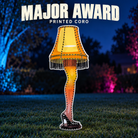 Boscoyo DayCor HiRes Major Award, unlit printed coro leg-lamp silhouette with yellow shade, fringe, stocking, black shoe and original empty pixel holes.