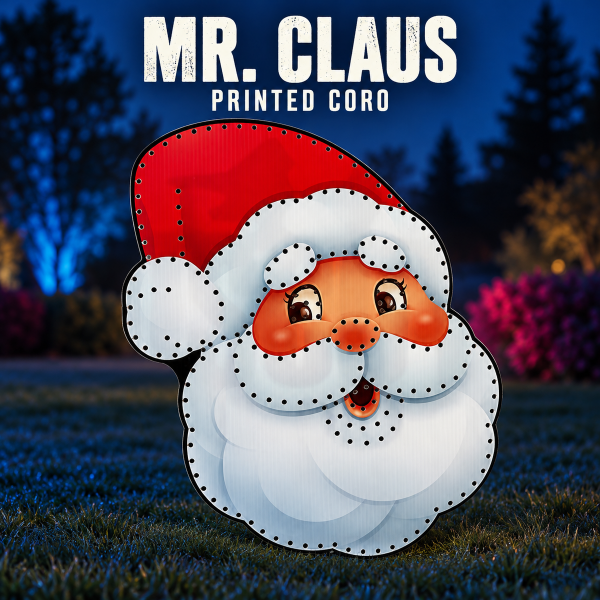 Boscoyo DayCor HiRes Mr.Claus, an unlit printed coro Santa head with original red hat, white beard, warm face and empty pixel holes.