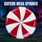 Boscoyo DayCor Mega Spinner, unlit red-and-white printed coro circle with original pinwheel sectors and empty pixel holes.