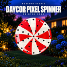 DayCor Pixel Spinner 12" printed coro prop, unlit in an evening yard setting