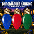 DayCor™ HiRes ChromaBulb 46" Hanging printed coro color options, unlit in an evening yard setting