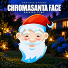 DayCor™ HiRes ChromaSanta Face printed coro prop, unlit in an evening yard setting
