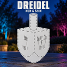 Boscoyo Dreidel Nun and Shin, white unlit coro with the original two-face Hebrew-letter hole pattern.