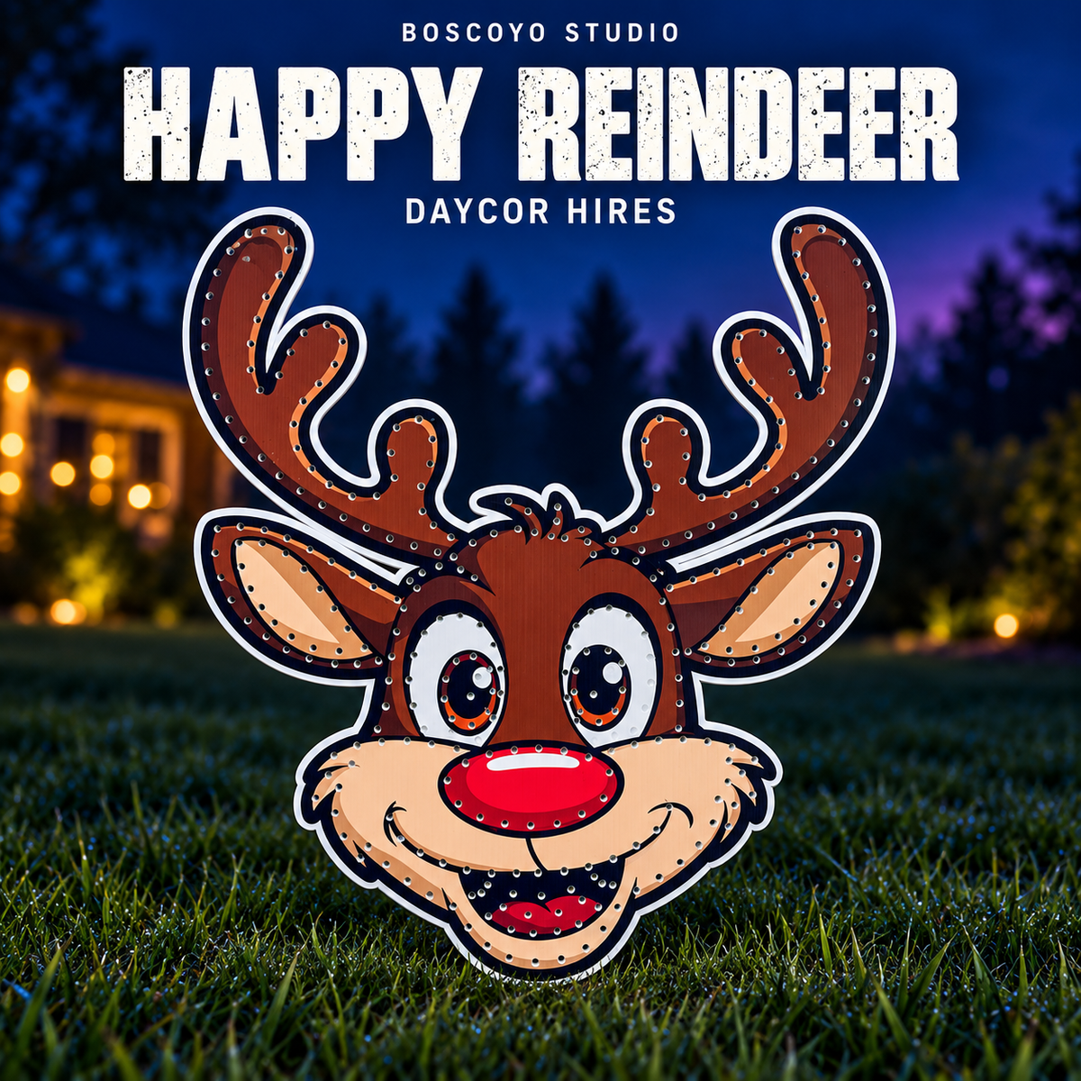 Boscoyo DayCor HiRes Happy Reindeer printed coro with its original silhouette and empty pixel holes.