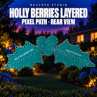 Holly Berries Layered 150, showing the green coro rear with its white Pixel Path wiring guide and original holes.