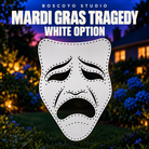 Mardi Gras Tragedy Mask, white coro option with original sad-face cutouts and empty pixel holes.