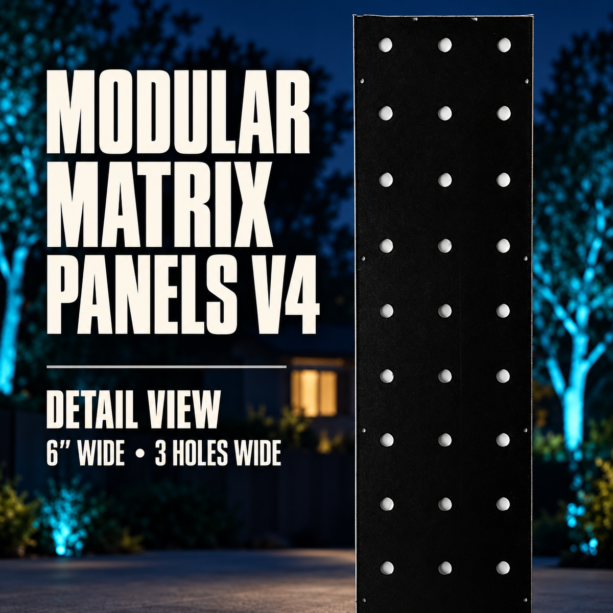 Boscoyo Modular Matrix Panels V4 black material detail, 6 inches wide and three holes across