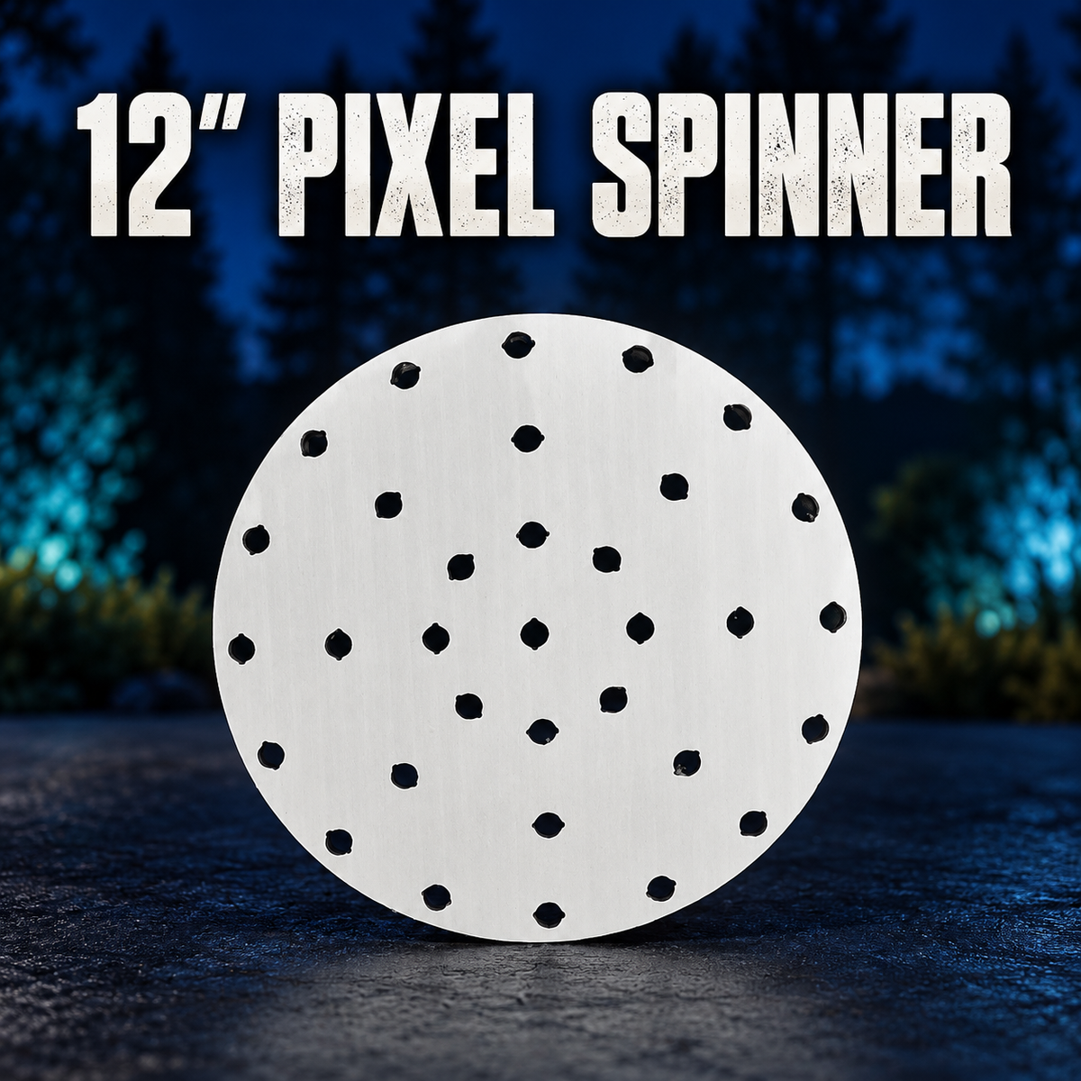Boscoyo 12-inch Pixel Spinner, bare white circular coro panel with its original pixel holes, unlit.